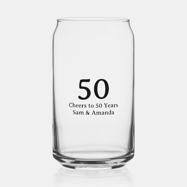 Einfache personalisierte 50. Hochzeitstag-Feier Dosenglas (Vorderseite)