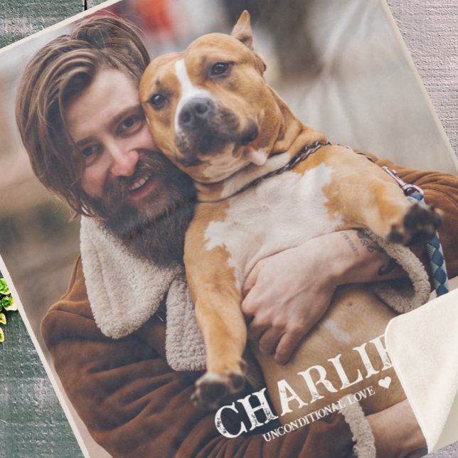 Einfache Personalisierte Begleiter Foto Zitat Hund Sherpadecke (Von Creator hochgeladen)