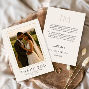 Einfache Personalisierte Elegante Foto-Hochzeit  Dankeskarte