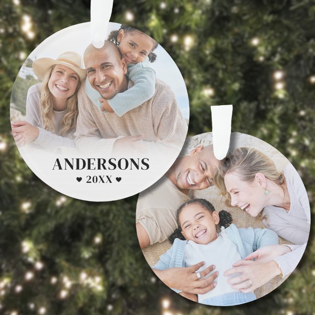Einfache Personalisierte Familienname Foto Weihnac Ornament (Simple Personalized Family Name Photo Christmas Ornament)
