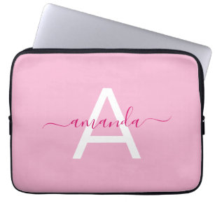Einfache Personalisierte Girl-Rosa-Bezeichnung & M Laptopschutzhülle