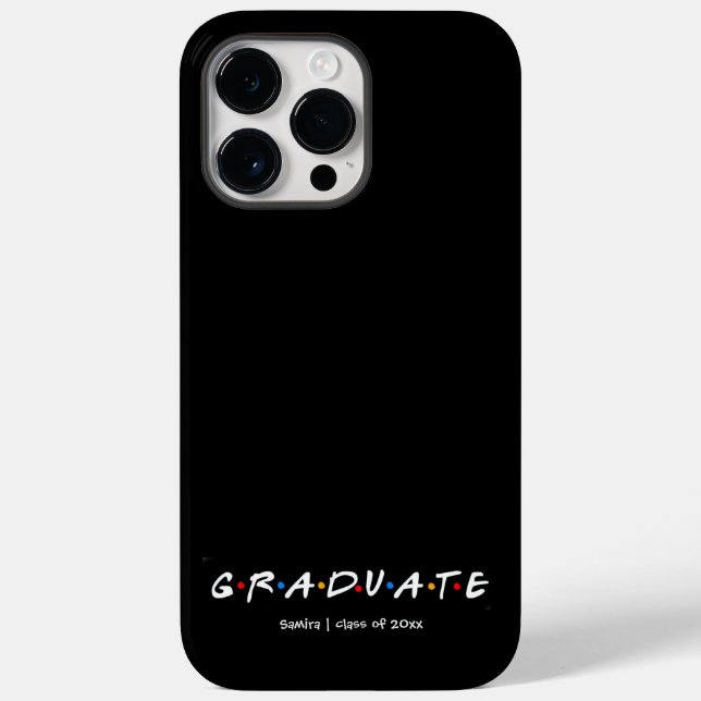Einfache Personalisierte Graduierung in Schwarz un Case-Mate iPhone Hülle (Rückseite)