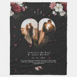 Einfache personalisierte Herzform 2 FotoCollage Fleecedecke