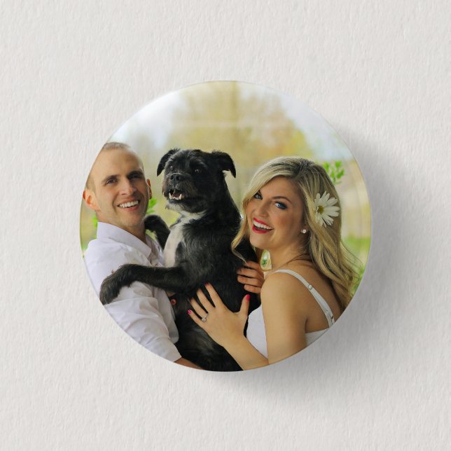 Einfache Personalisierte Hunde Foto aufbewahren Button (Vorderseite)