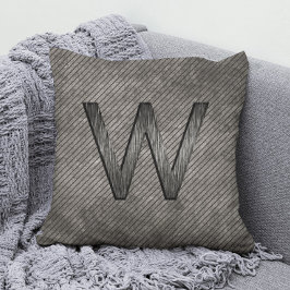 Einfache Personalisierte Monogramm-Charkohle Grau Kissen
