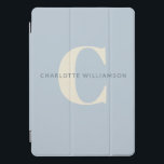 Einfache Personalisierte Monogramm und Name in Bla iPad Pro Cover<br><div class="desc">Einfache Personalisierte Monogramm und Name im Dusty Blue iPad-Fall</div>