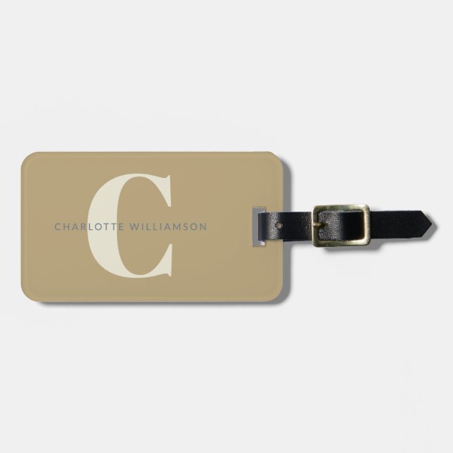 Einfache Personalisierte Monogramm und Name in Cam Gepäckanhänger (Vorderseite horizontal)