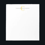 Einfache Personalisierte Monogramm und Name in Gel Notizblock<br><div class="desc">Einfache Personalisierte Monogramm und Name im gelben Notepad</div>