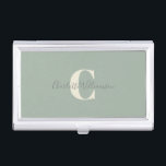 Einfache Personalisierte Monogramm und Name in Grö Visitenkarten Dose<br><div class="desc">Einfaches Personalisiertes Monogramm und Name im Fall "Grüne Visitenkarte"</div>