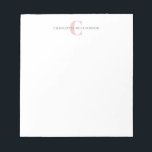 Einfache Personalisierte Monogramm und Name in Ros Notizblock<br><div class="desc">Einfache Personalisierte Monogramm und Name in rosa Notepad</div>