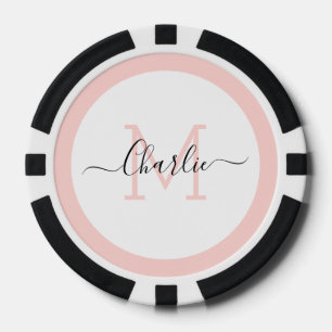 Einfache personalisierte Monogramm und Name Pokerchips