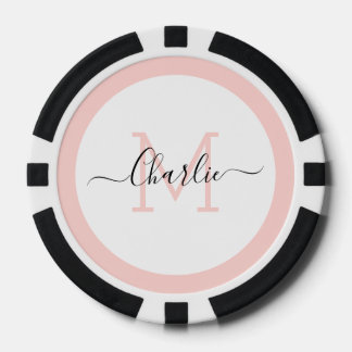 Einfache personalisierte Monogramm und Name Pokerchips