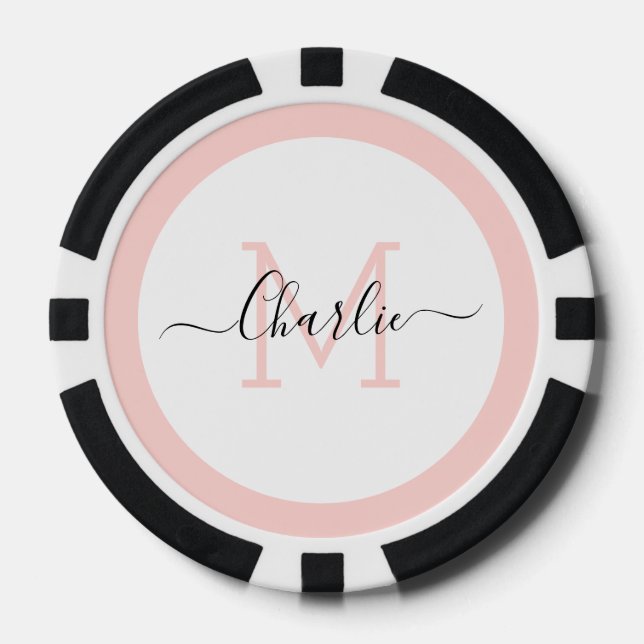 Einfache personalisierte Monogramm und Name Pokerchips (Vorderseite)