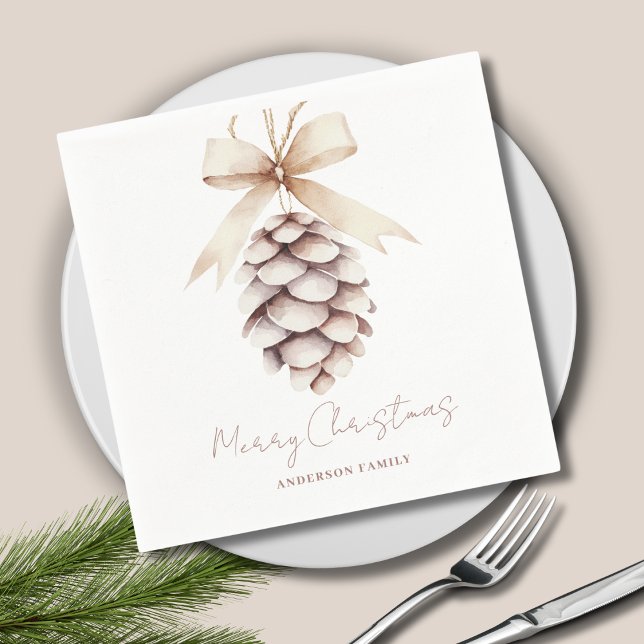 Einfache Personalisierte Pinecone Weihnachten Serviette (Von Creator hochgeladen)