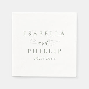 Einfache personalisierte Salbei-Hochzeit Serviette