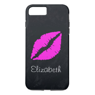 Einfache Personalisierte Schwarz-Rosa Lippen Case-Mate iPhone Hülle