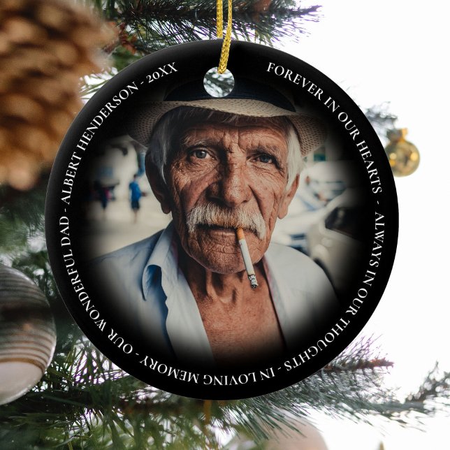 Einfache Personalisierte Weihnachtsfeier zum Foto Keramik Ornament (Von Creator hochgeladen)
