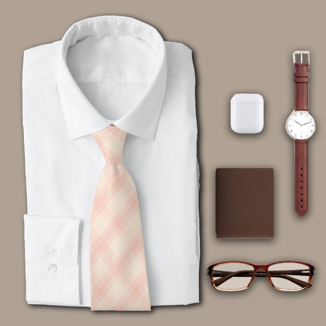 Einfache Personalisierung Kariert rosa Krawatte (Von Creator hochgeladen)