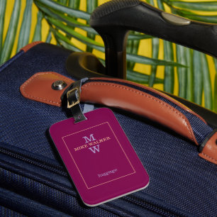 Einfache Pfirsich / blasses lila Monogramm Wein Gepäckanhänger