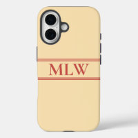 Einfache Pfirsich und Rot Mit Monogramm