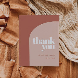 Einfache pfirsichfarbene Terrakotta-Bogen Danke Ka