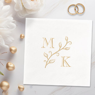 Einfache Pflanze Monogram Initials Wedding Couple Servietten Mit Folie