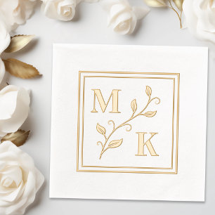 Einfache Pflanze Monogram Initials Wedding Couple Servietten Mit Folie