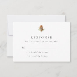 Einfache Pine Cone Winter Hochzeit RSVP Karte