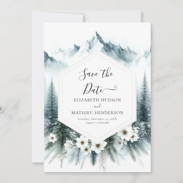 Einfache Pine Mountain Hochzeit Save The Date (Vorderseite)