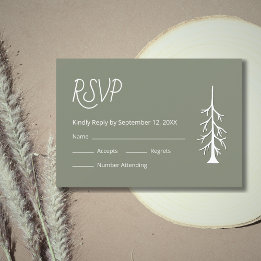 Einfache Pine Tree Lässig Sage Green Wedding RSVP Karte