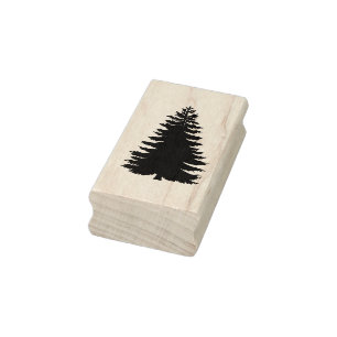 Einfache Pinienwälder Silhouette Holz Gummistempel