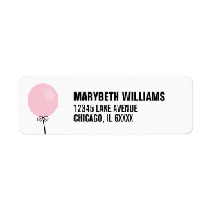 Einfache Pink Balloon Baby Duschadresse Etikett