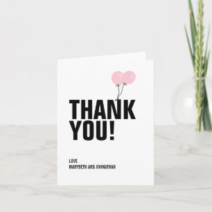 Einfache Pink Balloon Baby Dusche Danke Karte