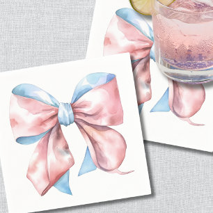Einfache Pink Blaue Schleife Geschlecht Enthüllung Serviette