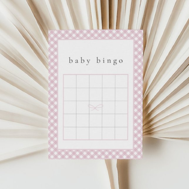 Einfache Pink Bow Baby Bingo Game Card (Von Creator hochgeladen)