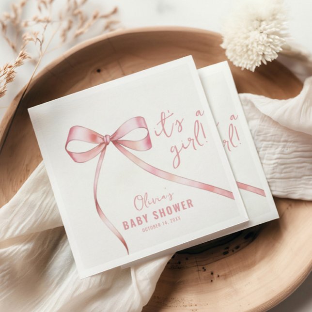 Einfache Pink Bow Girl Babydusche Serviette (Von Creator hochgeladen)