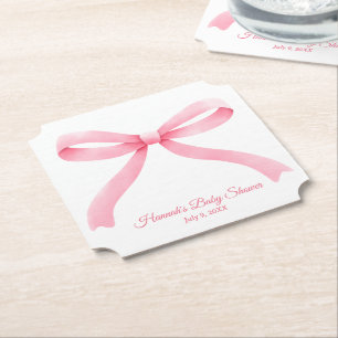 Einfache Pink Bow Girly Babydusche Untersetzer