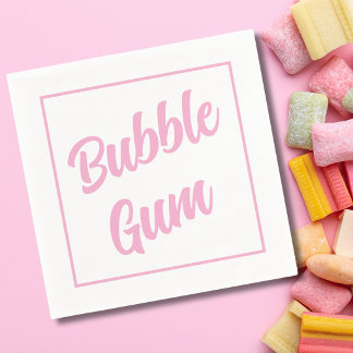 Einfache Pink Bubble Gum-Typografie zum Geburtstag Serviette