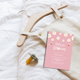 Einfache Pink Daisy Baby in Bloom Girl Dusche Einladung