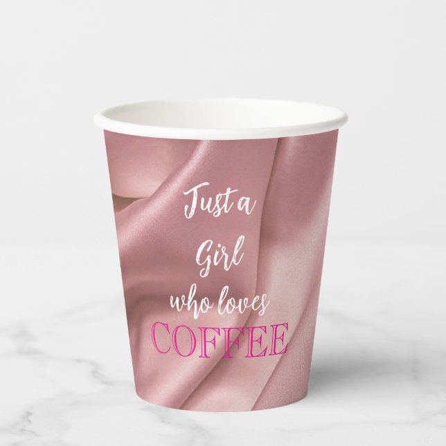 Einfache Pink Satin Papier-Cups Pappbecher (Vorderseite)