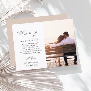 Einfache Pink Script Foto Hochzeit Vielen Dank Postkarte