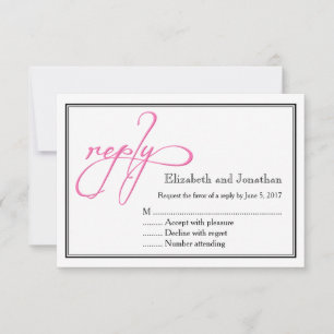 Einfache Pink-Script-Kalligrafie-Antwort-Karte für Einladung