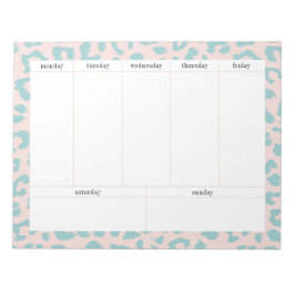 Einfache Pink- und Aqua Leopard Weekly Planner Notizblock