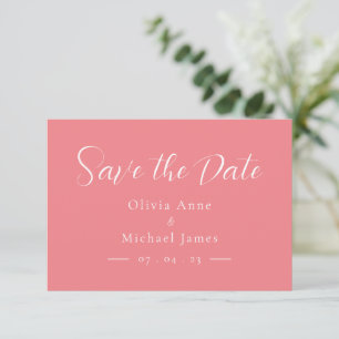 Einfache Pink- und White-Script-Hochzeit speichern Save The Date