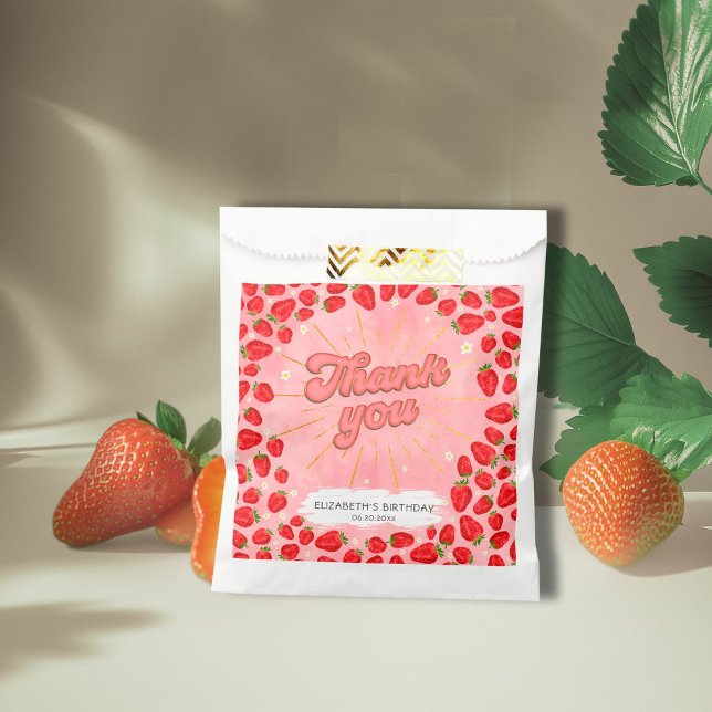 Einfache PInk Vielen Dank Red Strawberry Party Flo Geschenktütchen (Von Creator hochgeladen)