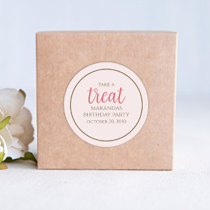 Einfache Pink Whimsical Script Spaß Niedliche Part Runder Aufkleber