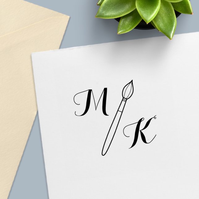 Einfache Pinselmonogramm Permastempel (Von Creator hochgeladen)