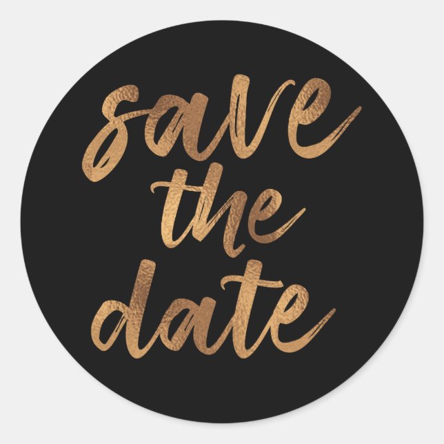 Einfache Pinselschrift Schwarz und Gold Save the D Runder Aufkleber (Vorderseite)