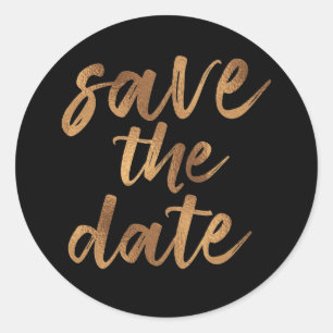Einfache Pinselschrift Schwarz und Gold Save the D Runder Aufkleber