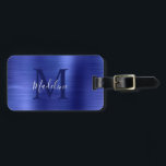 Einfache Pinselstrich-Metallic Royal Blue Monogram Gepäckanhänger<br><div class="desc">Einfache Gepäckmarke mit Pinselstrich und Metallic Royal Blue Monogram</div>